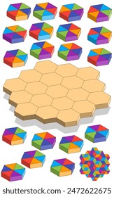 Juego de puzzle. Isometría. Aislado sobre fondo blanco. Ilustración vectorial.