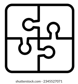 Puzzle, game, jigsaw, thinking, resolve line icon, education concept, solution vector sign on white background, outline style icon mobile concept web design. Vector graphics.