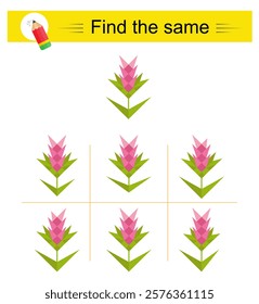 Puzzle game for kids. Attention task. Need to find the same of object. 