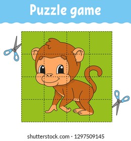 Puzzle game for kids education. Education developing worksheet. Game for kids. Activity page. Puzzle for children. Riddle for preschool. Simple flat isolated vector illustration in cute cartoon style