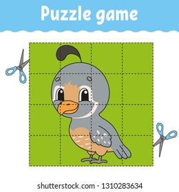 Puzzle game for kids . Education developing worksheet. Learning game for children. Activity page. For toddler. Riddle for preschool. Simple flat isolated vector illustration in cute cartoon style.