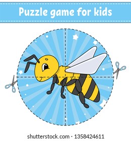 Puzzle game for kids . Education developing worksheet. Learning game for children. Activity page. For toddler. Riddle for preschool. Simple flat isolated vector illustration in cute cartoon style