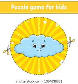 Puzzle game for kids . Education developing worksheet. Learning game for children. Activity page. For toddler. Riddle for preschool. Simple flat isolated vector illustration in cute cartoon style