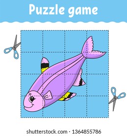 Puzzle game for kids . Education developing worksheet. Learning game for children. Activity page. For toddler. Riddle for preschool. Simple flat isolated vector illustration in cute cartoon style.