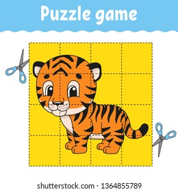 Puzzle game for kids . Education developing worksheet. Learning game for children. Activity page. For toddler. Riddle for preschool. Simple flat isolated vector illustration in cute cartoon style.