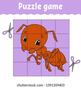 Puzzle game for kids . Education developing worksheet. Learning game for children. Activity page. For toddler. Riddle for preschool. Simple flat isolated vector illustration in cute cartoon style.