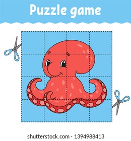 Puzzle game for kids . Education developing worksheet. Learning game for children. Activity page. For toddler. Riddle for preschool. Simple flat isolated vector illustration in cute cartoon style.