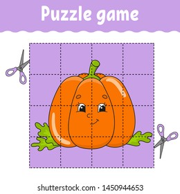 Puzzle game for kids. Education developing worksheet. Learning game for children. Activity page. For toddler. Riddle for preschool. Simple flat isolated vector illustration in cute cartoon style.