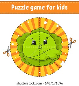 Puzzle game for kids. Education developing worksheet. Learning game for children. Activity page. For toddler. Riddle for preschool. Simple flat isolated vector illustration in cute cartoon style.