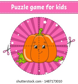 Puzzle game for kids. Education developing worksheet. Learning game for children. Activity page. For toddler. Riddle for preschool. Simple flat isolated vector illustration in cute cartoon style.