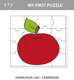 Puzzle game for kids. Education developing worksheet. Learning game for children - apple. My first puzzle