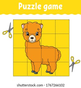 Puzzle game for kids. Education developing worksheet. Learning game for children. Color activity page. For toddler. Riddle for preschool. Isolated vector illustration in cartoon style.