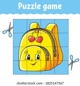 Puzzle game for kids. Education developing worksheet. Back to school. Color activity page. For toddler. Riddle for preschool. Isolated vector illustration in cartoon style.