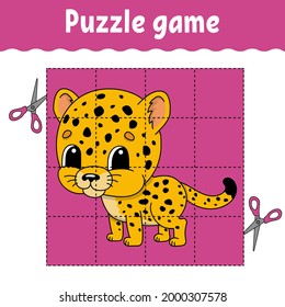 Juego de rompecabezas para los niños. Educación desarrollando hoja de trabajo. Juego de aprendizaje para niños. Página de actividad de color. Para el niño pequeño. Riddle por el preescolar. Ilustración vectorial aislada en estilo de dibujos animados.