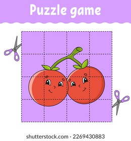 Puzzle game for kids. Education developing worksheet. Learning game for children. Color activity page. Barbecue theme. Riddle for preschool. Isolated vector illustration in cartoon style.