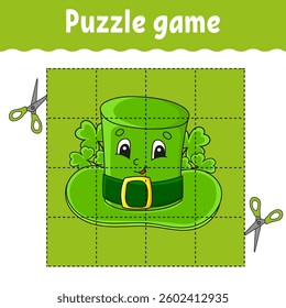 Puzzle game for kids. Education developing worksheet. Learning game for children. Color activity page. For toddler. Riddle for preschool. Vector illustration.