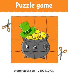 Puzzle game for kids. Education developing worksheet. Learning game for children. Color activity page. For toddler. Riddle for preschool. Vector illustration.