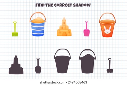 Puzzle game for kids to find shadow with toys