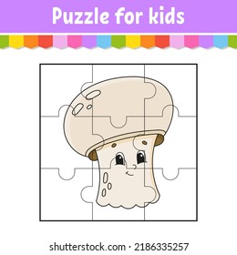 Puzzle game for kids. Jigsaw pieces. Color worksheet. Activity page. Isolated vector illustration. cartoon style.