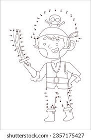 Puzzle Game for kids: numbers game. Coloring Page Outline Of Cartoon Pirate with saber. Coloring Book for children. Numbers game, education dot to dot game for children. education dot to dot. 66