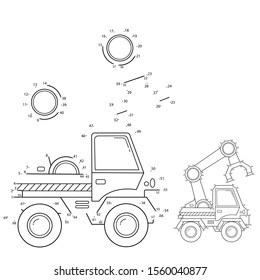 Puzzle Game for kids: numbers game. Loader or lift truck. Construction vehicles. Coloring book for kids.