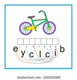 Puzzle game for kids. Read the word. Vector illustration for children education.