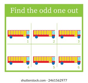 Puzzle game for kids. Task for development of attention and logic. Cartoon bus.