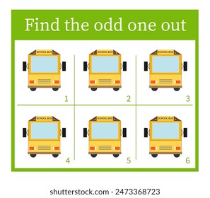 Puzzle game for kids. Task for development of attention and logic. Cartoon school bus.