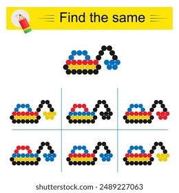 Puzzle game for kids. Task for development of attention and logic. Need to find same excavator. 