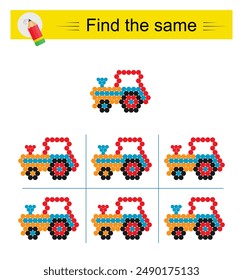 Puzzle game for kids. Task for development of attention and logic. Need to find same tractor. 