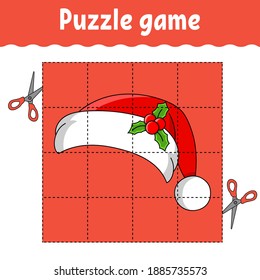 Puzzle game for kids. Winter theme. Education developing worksheet. Learning game for children. Color activity page. For toddler. Riddle for preschool. Isolated vector illustration in cartoon style.