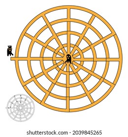 Puzzle-Spiel. Labyrinth. Hilf dem Zauberspruch! Halloween Cartoon, Vektorgrafik einzeln auf weißem Hintergrund.