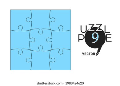 Juego de rompecabezas. Mosaico de 9 elementos, icono. Objeto aislado vectorial, con la posibilidad de solapamiento.