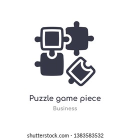 puzzle game piece outline icon. isolated line vector illustration from business collection. editable thin stroke puzzle game piece icon on white background