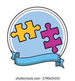 rompecabezas piezas de juego iconos de solución gráfico vectorial