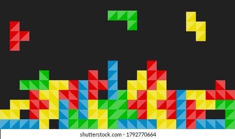 Puzzle game simple background. Retro gameplay in vector flat style.