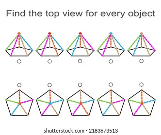 Puzzle game. Task for development of attention and logic.  Need to find correct top view for every object. IQ training test.