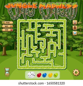 Plantilla de juego de rompecabezas con ilustración de fondo forestal