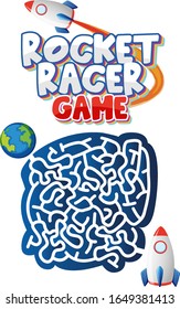 Puzzle game template with spaceship and earth in background illustration