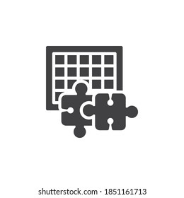 Puzzle game vector icon. filled flat sign for mobile concept and web design. Jigsaw puzzle glyph icon. Symbol, logo illustration. Vector graphics