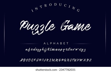 Puzzle Game Vintage Brush Font. Retro Typeface. Vector Illustration.