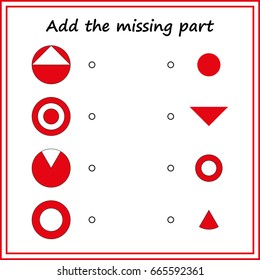 Juego de rompecabezas. Juego educativo visual para niños. Tarea: encuentre las piezas que faltan. Hoja de trabajo para niños en edad preescolar. 


