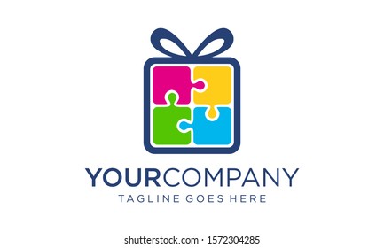 Puzzle gift for logo design concept