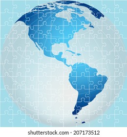Puzzle. Vista del continente global