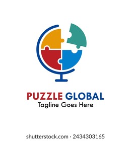 Puzzle global design logo template illustration