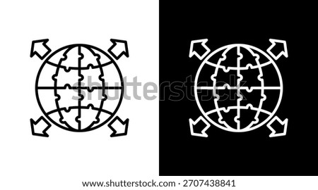 Puzzle Globe With Icon Set Design