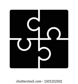 puzzle glyph flat vector icon