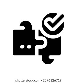 puzzle glyph icon. Strong and solid vector icon for websites, mobile interfaces, presentations, and visual branding. High quality and easy to edit.