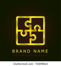Puzzle golden metallic logo