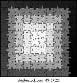 Puzzle grayscale in spiral mode. Editable vector puzzle.
